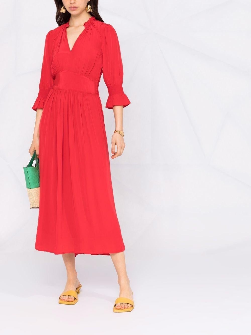 ba&sh Vibrant Red V-Neck Maxi Dress